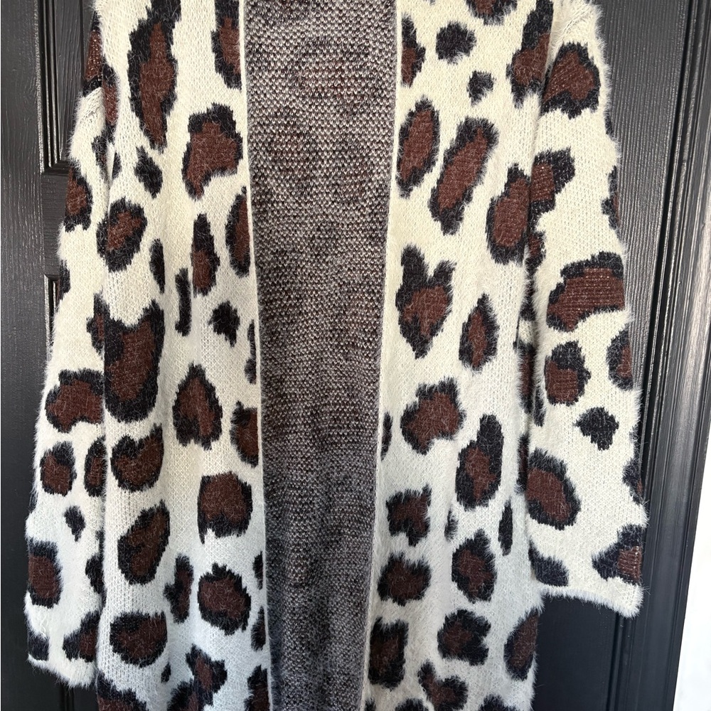 Leopard Print Open Front Cardigan